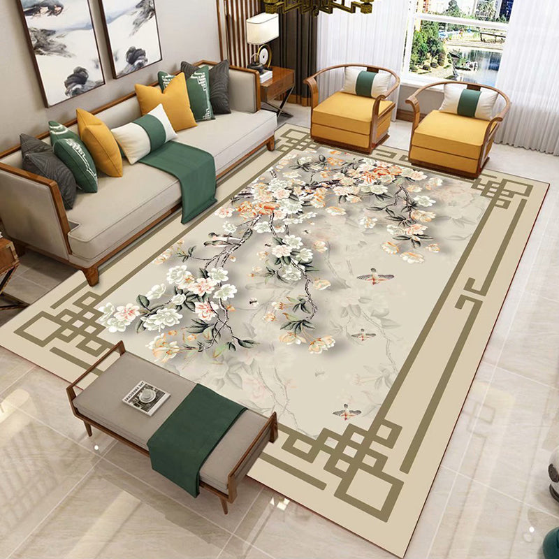 Chinese 3D Print Rug Multicolor Polyester Rug Pet-Friendly Non-Slip Washable Rug for Living Room Beige Clearhalo 'Area Rug' 'Rug' 2257444