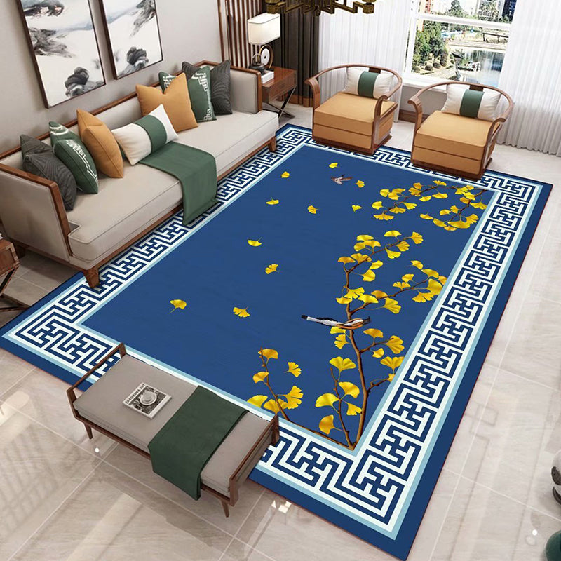 Chinese 3D Print Rug Multicolor Polyester Rug Pet-Friendly Non-Slip Washable Rug for Living Room Royal Blue Clearhalo 'Area Rug' 'Rug' 2257445