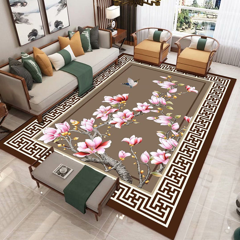 Chinese 3D Print Rug Multicolor Polyester Rug Pet-Friendly Non-Slip Washable Rug for Living Room Khaki Clearhalo 'Area Rug' 'Rug' 2257450