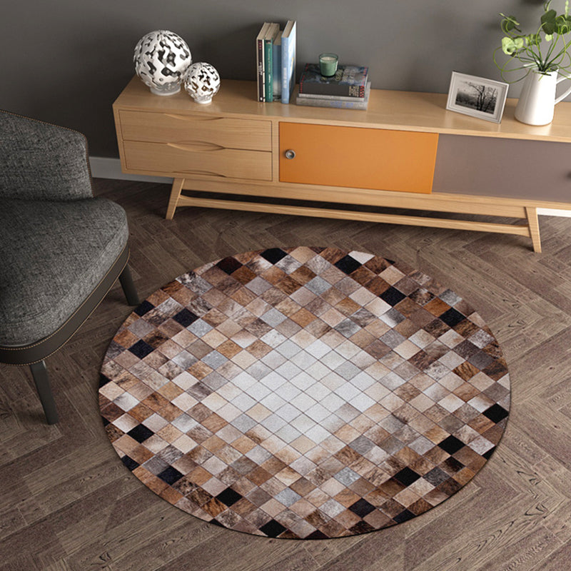 Multicolor Wood Look Geometric Rug Cowhide Modern Rug Stain Resistant Non-Slip Backing Rug for Home White-Brown Clearhalo 'Area Rug' 'Modern' 'Rugs' Rug' 2257457