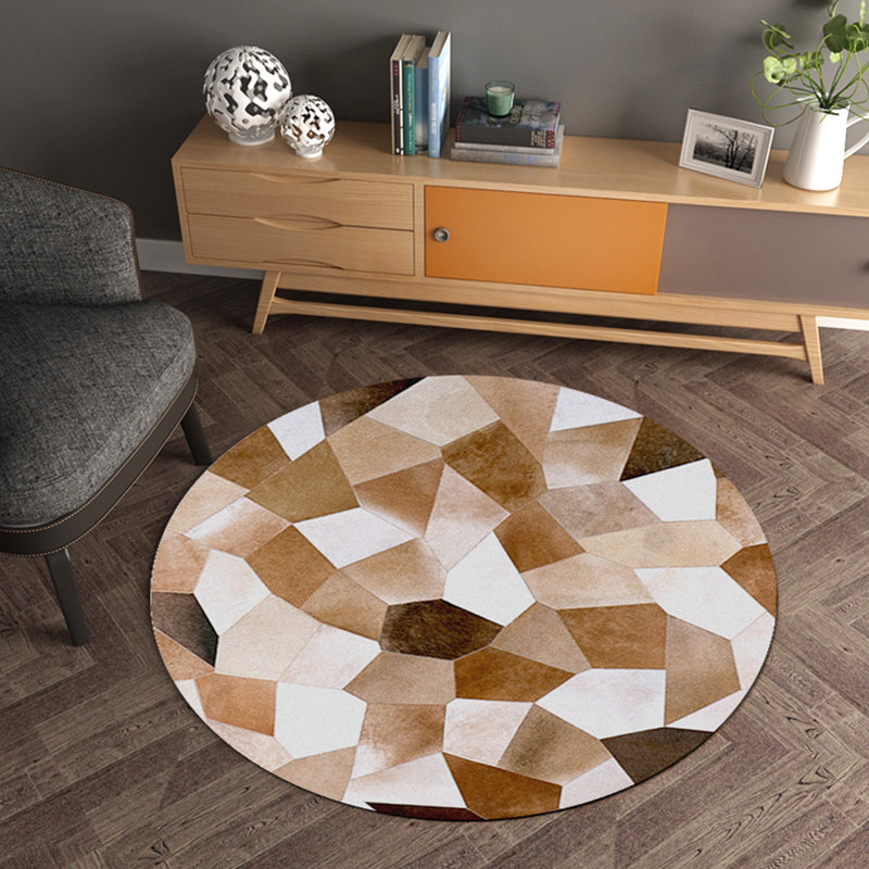 Multicolor Wood Look Geometric Rug Cowhide Modern Rug Stain Resistant Non-Slip Backing Rug for Home Tan Clearhalo 'Area Rug' 'Modern' 'Rugs' Rug' 2257463