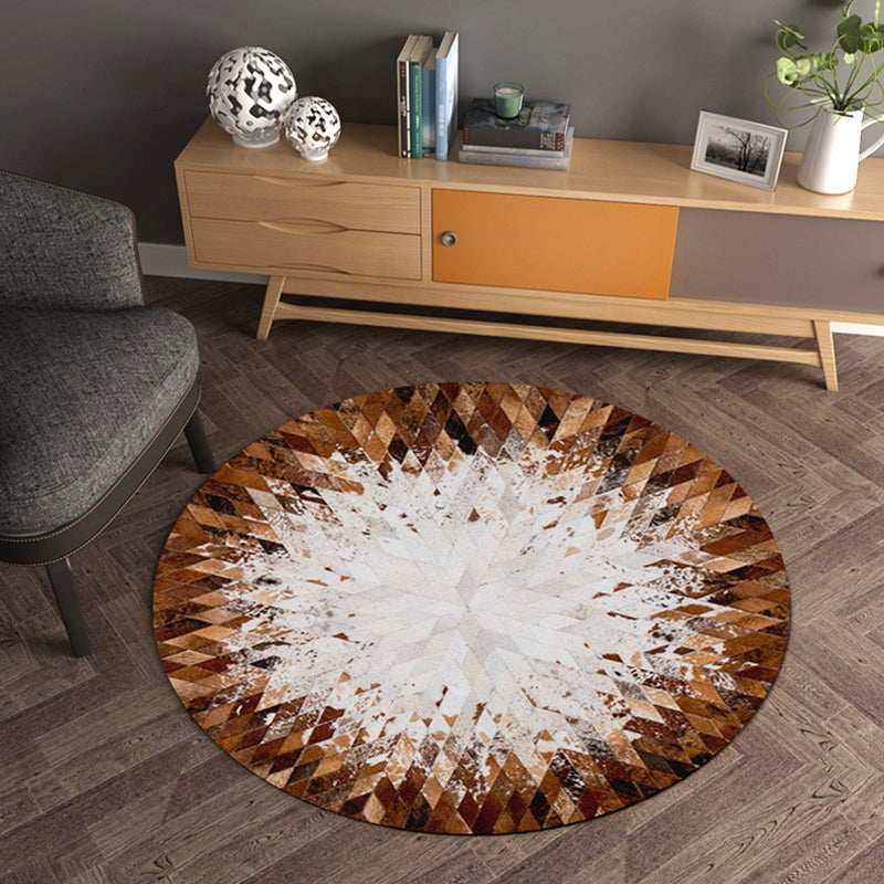 Multicolor Wood Look Geometric Rug Cowhide Modern Rug Stain Resistant Non-Slip Backing Rug for Home Beige Clearhalo 'Area Rug' 'Modern' 'Rugs' Rug' 2257464