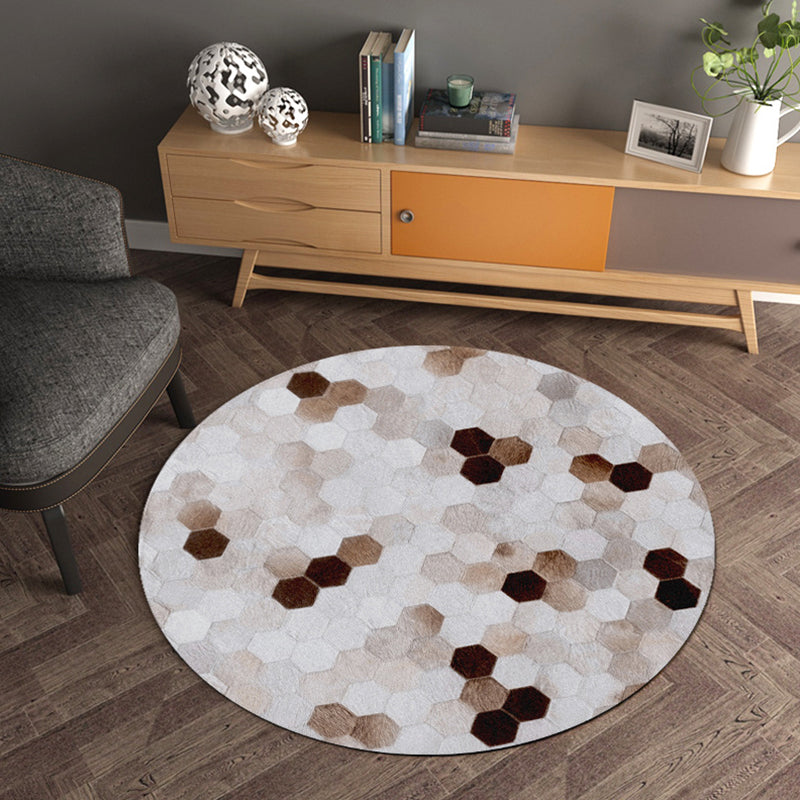 Multicolor Wood Look Geometric Rug Cowhide Modern Rug Stain Resistant Non-Slip Backing Rug for Home White Clearhalo 'Area Rug' 'Modern' 'Rugs' Rug' 2257467