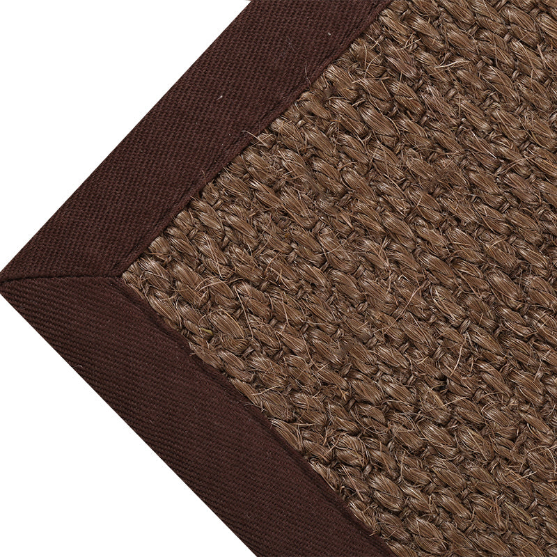 Primitive Multicolor Plain Rug Sisal Japanese Carpet Washable Stain Resistant Non-Slip Rug with Fabric Border for Home Dark Brown Clearhalo 'Area Rug' 'Rug' 2257485