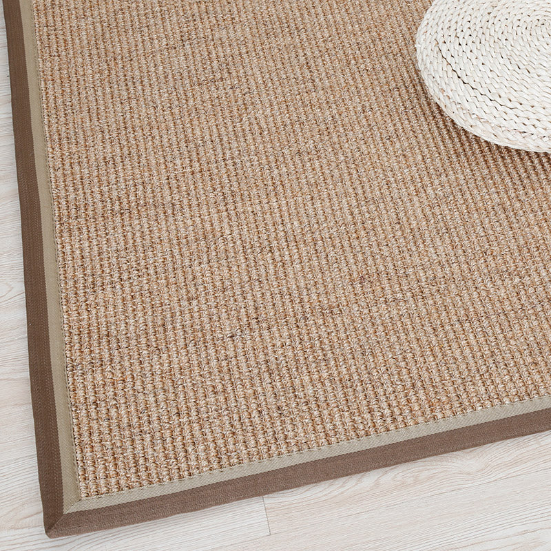 Primitive Multicolor Plain Rug Sisal Japanese Carpet Washable Stain Resistant Non-Slip Rug with Fabric Border for Home Dark Camel Clearhalo 'Area Rug' 'Rug' 2257486