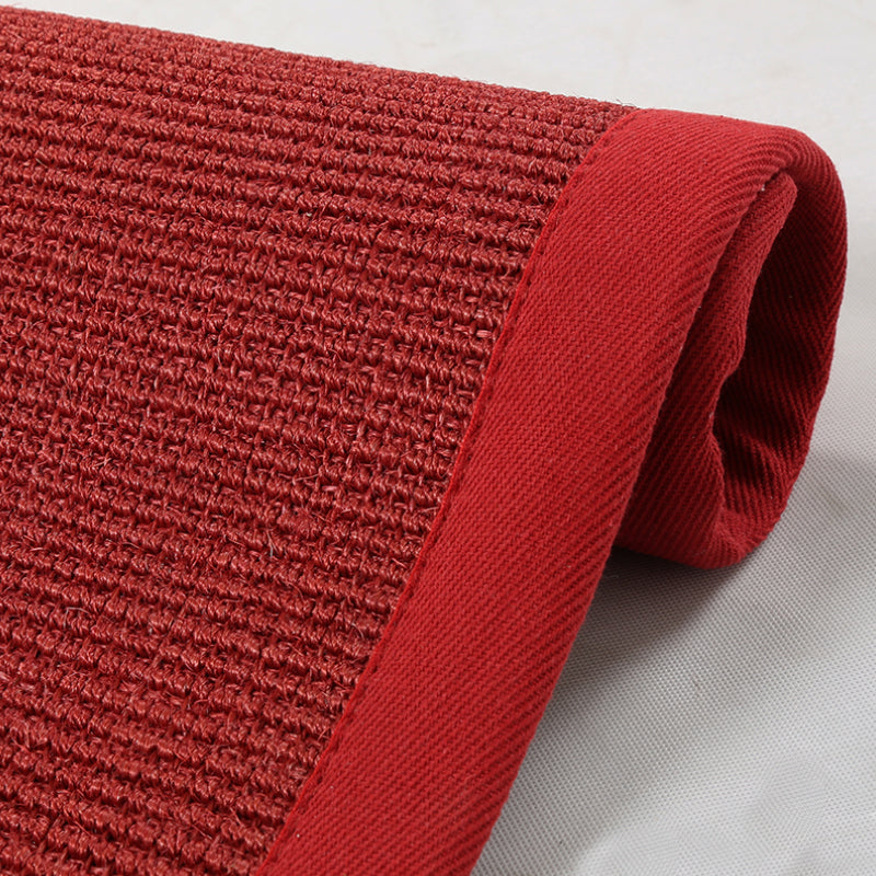 Primitive Multicolor Plain Rug Sisal Japanese Carpet Washable Stain Resistant Non-Slip Rug with Fabric Border for Home Red Clearhalo 'Area Rug' 'Rug' 2257493