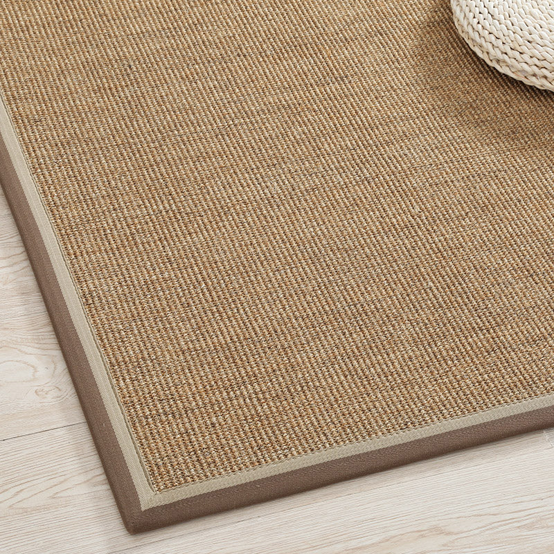 Primitive Multicolor Plain Rug Sisal Japanese Carpet Washable Stain Resistant Non-Slip Rug with Fabric Border for Home Light Brown Clearhalo 'Area Rug' 'Rug' 2257496