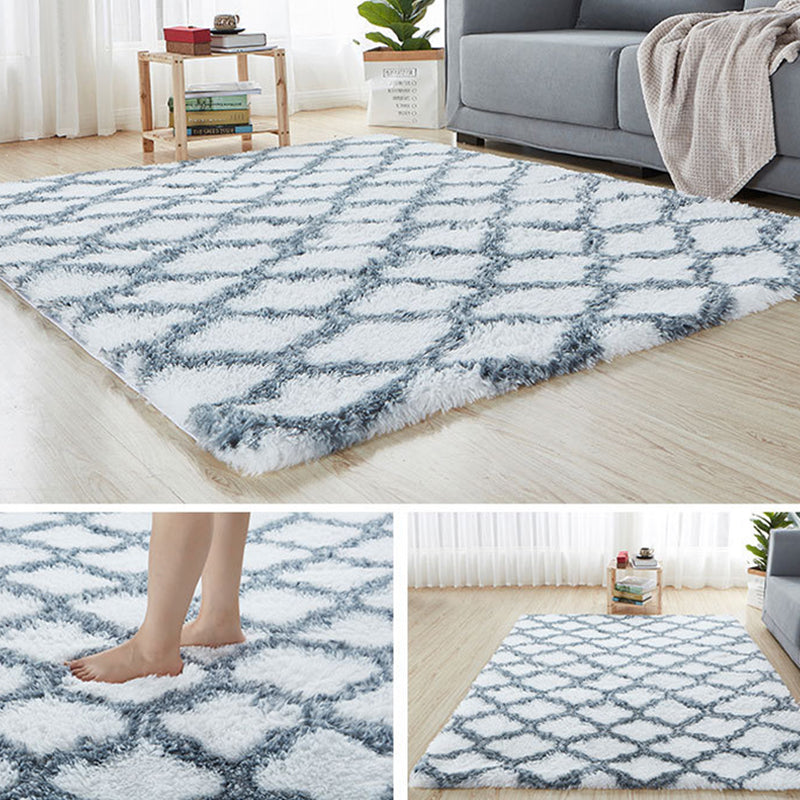 Comfy Trellis Print Rug Multicolor Contemporary Carpet Faux Wool Machine Washable Anti-Slip Backing Pet Friendly Rug for Room White Clearhalo 'Area Rug' 'Casual' 'Rugs' Rug' 2257548