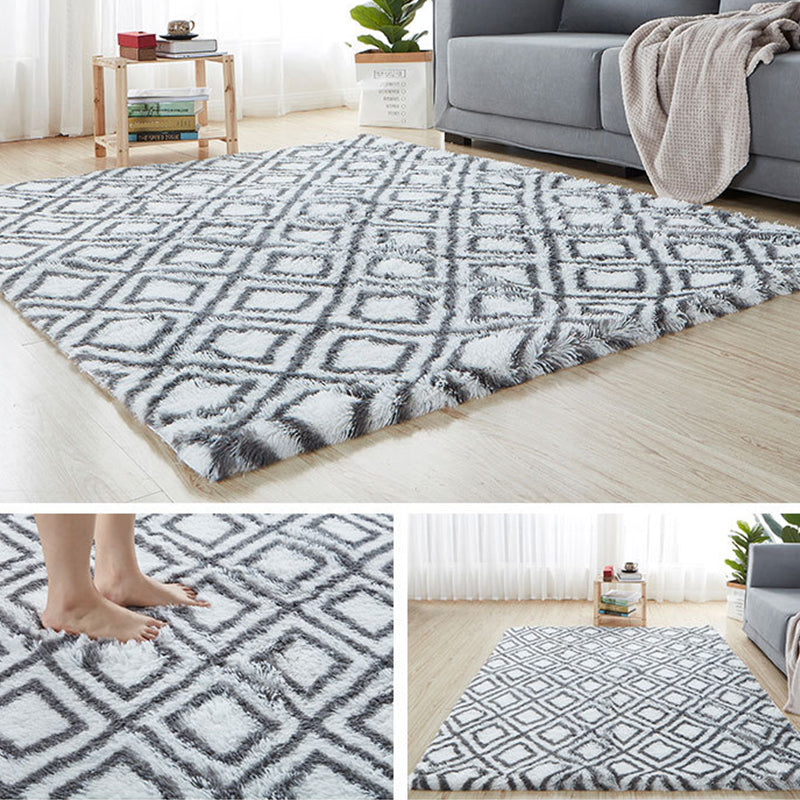 Comfy Trellis Print Rug Multicolor Contemporary Carpet Faux Wool Machine Washable Anti-Slip Backing Pet Friendly Rug for Room Grey Clearhalo 'Area Rug' 'Casual' 'Rugs' Rug' 2257549