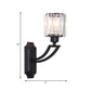 Cylindrical Clear Crystal Wall Light Modernist Style 1 Light Black/Gold Finish Wall Sconce Fixture with Curved Arm Clearhalo 'Cast Iron' 'Glass' 'Industrial' 'Modern wall lights' 'Modern' 'Tiffany' 'Traditional wall lights' 'Wall Lamps & Sconces' 'Wall Lights' Lighting' 225755