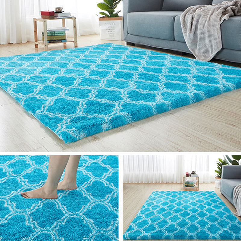 Comfy Trellis Print Rug Multicolor Contemporary Carpet Faux Wool Machine Washable Anti-Slip Backing Pet Friendly Rug for Room Sky Blue Clearhalo 'Area Rug' 'Casual' 'Rugs' Rug' 2257553