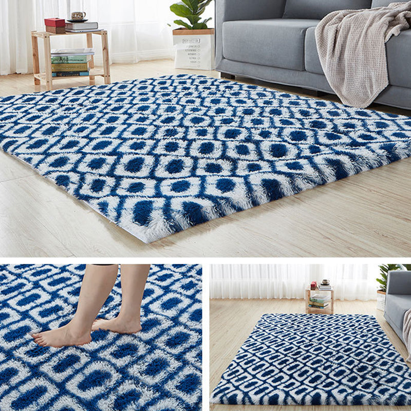 Comfy Trellis Print Rug Multicolor Contemporary Carpet Faux Wool Machine Washable Anti-Slip Backing Pet Friendly Rug for Room Dark Blue Clearhalo 'Area Rug' 'Casual' 'Rugs' Rug' 2257555