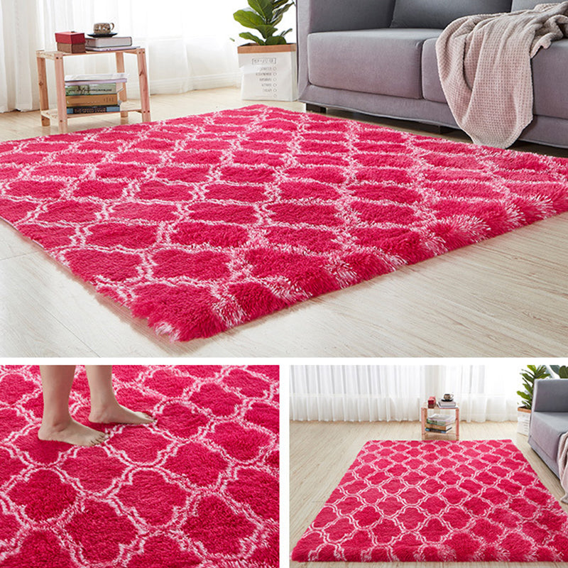 Comfy Trellis Print Rug Multicolor Contemporary Carpet Faux Wool Machine Washable Anti-Slip Backing Pet Friendly Rug for Room Rose Red Clearhalo 'Area Rug' 'Casual' 'Rugs' Rug' 2257557