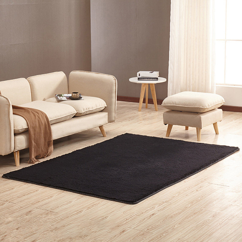 Fluffy Plain Rug Multi Colored Casual Rug Synthetics Washable Pet Friendly Anti-Slip Rug for Living Room Black Clearhalo 'Area Rug' 'Casual' 'Rugs' Rug' 2257591