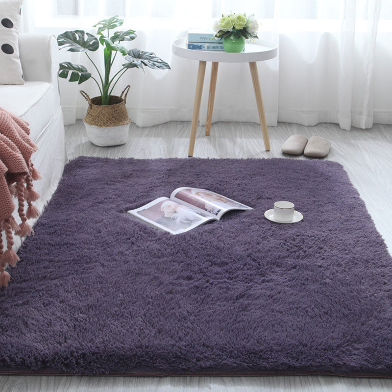 Soft Plain Rug Multicolor Nordic Style Carpet Polypropylene Washable Non-Slip Pet Friendly Rug for Home Dark Purple Clearhalo 'Area Rug' 'Casual' 'Rugs' Rug' 2257598