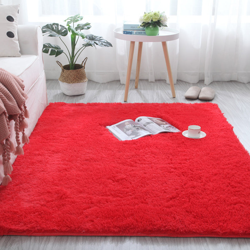 Soft Plain Rug Multicolor Nordic Style Carpet Polypropylene Washable Non-Slip Pet Friendly Rug for Home Red Clearhalo 'Area Rug' 'Casual' 'Rugs' Rug' 2257605