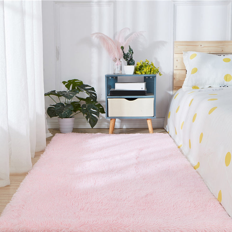 Simplicity Bedroom Area Rug Multi-Colored Plain Rug Shaggy Pet Friendly Anti-Slip Vacuum-Cleaning Rug Pink Clearhalo 'Area Rug' 'Casual' 'Rugs' Rug' 2257621