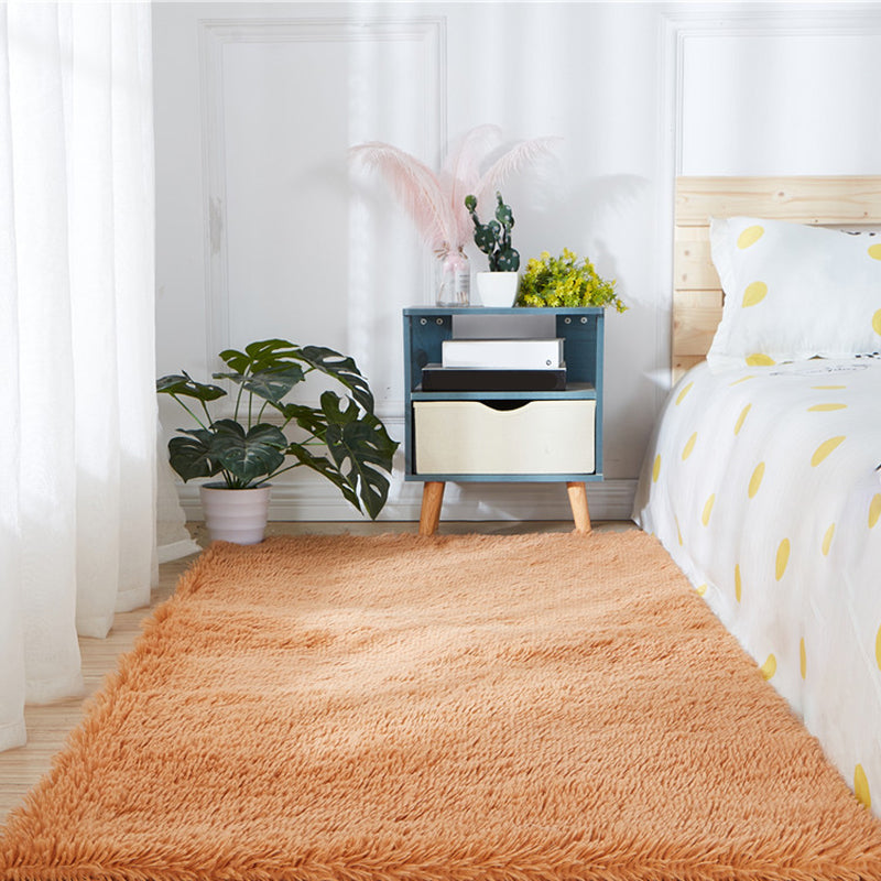 Simplicity Bedroom Area Rug Multi-Colored Plain Rug Shaggy Pet Friendly Anti-Slip Vacuum-Cleaning Rug Khaki Clearhalo 'Area Rug' 'Casual' 'Rugs' Rug' 2257625