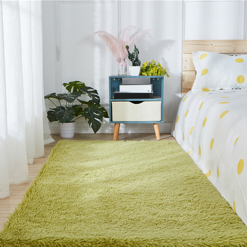 Simplicity Bedroom Area Rug Multi-Colored Plain Rug Shaggy Pet Friendly Anti-Slip Vacuum-Cleaning Rug Green Clearhalo 'Area Rug' 'Casual' 'Rugs' Rug' 2257626