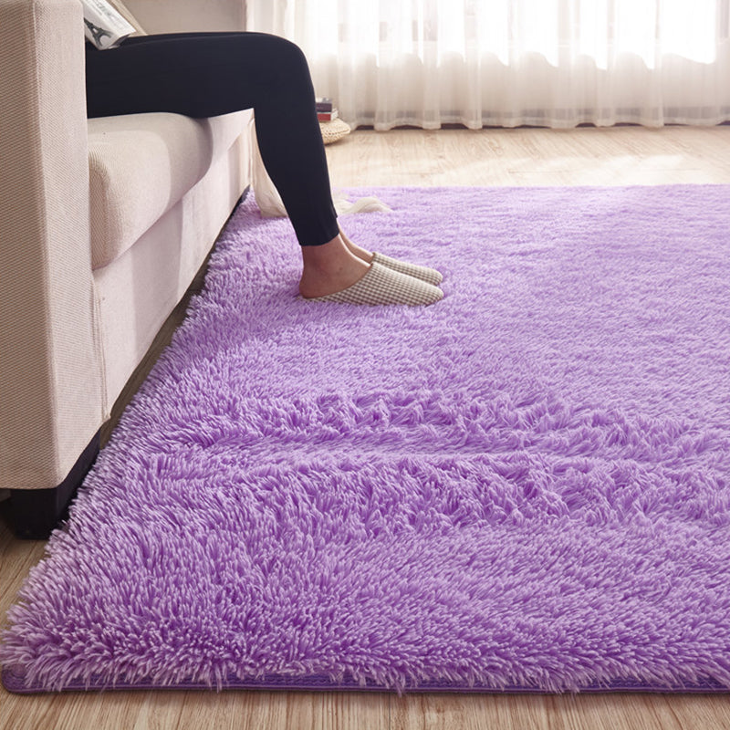 Classic Solid Color Rug Multi Colored Modern Area Carpet Faux Wool Easy Care Rug for Home Light Purple Clearhalo 'Area Rug' 'Casual' 'Rugs' Rug' 2257646