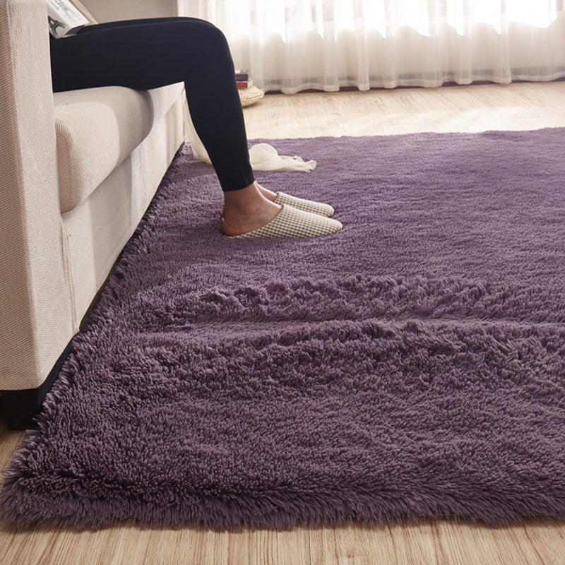 Classic Solid Color Rug Multi Colored Modern Area Carpet Faux Wool Easy Care Rug for Home Dark Purple Clearhalo 'Area Rug' 'Casual' 'Rugs' Rug' 2257653