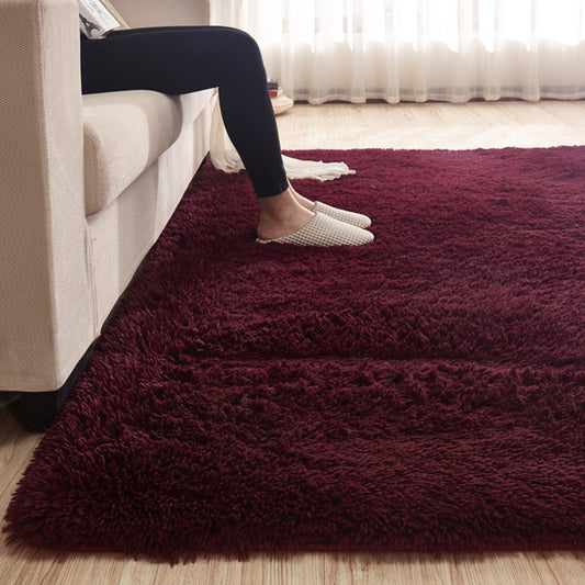 Multi-Color Nordic Indoor Rug Synthetic Wool Plain Rug Non-Slip Pet Friendly Stain Resistant Carpet for Great Room Burgundy Clearhalo 'Area Rug' 'Casual' 'Rugs' Rug' 2257667