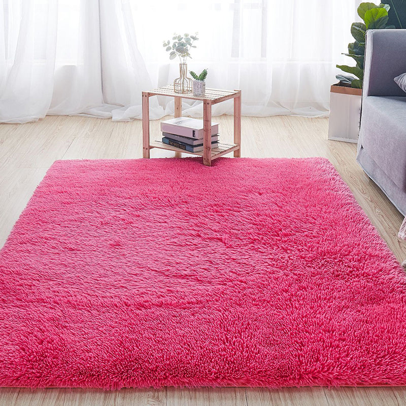 Comfort Solid Color Rug Multi-Color Scandinavian Carpet Plush Stain Resistant Anti-Slip Backing Machine Washable Rug for Home Rose Red Clearhalo 'Area Rug' 'Casual' 'Rugs' Rug' 2257687