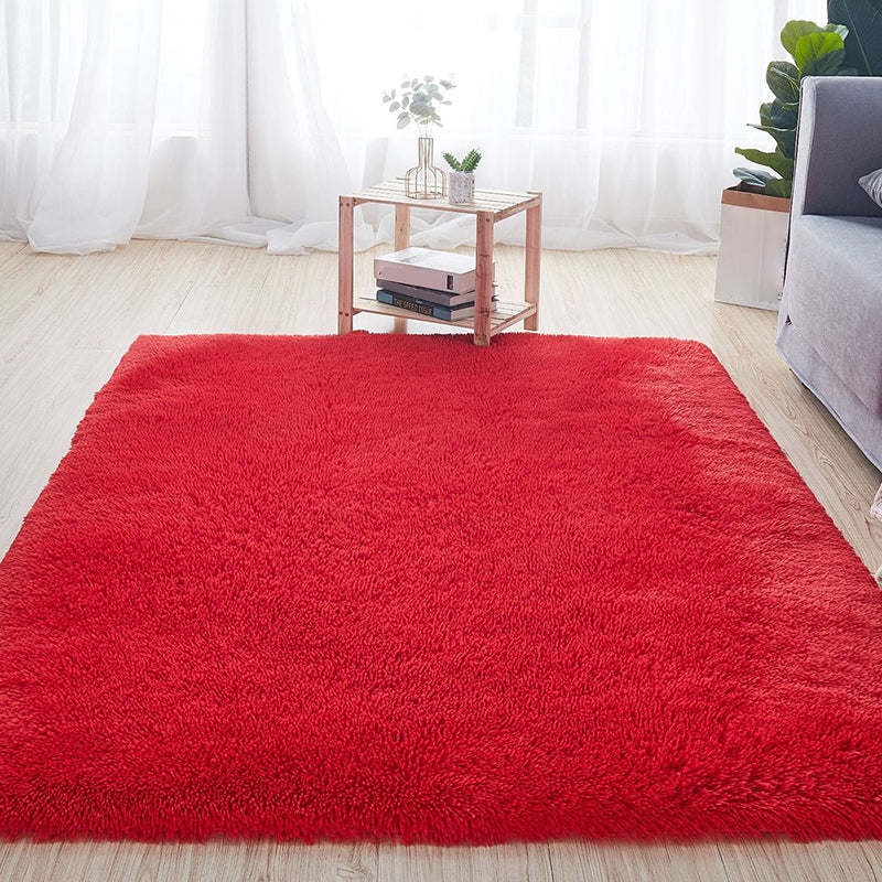 Comfort Solid Color Rug Multi-Color Scandinavian Carpet Plush Stain Resistant Anti-Slip Backing Machine Washable Rug for Home Red Clearhalo 'Area Rug' 'Casual' 'Rugs' Rug' 2257688
