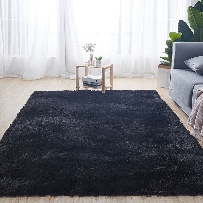 Comfort Solid Color Rug Multi-Color Scandinavian Carpet Plush Stain Resistant Anti-Slip Backing Machine Washable Rug for Home Black Clearhalo 'Area Rug' 'Casual' 'Rugs' Rug' 2257693