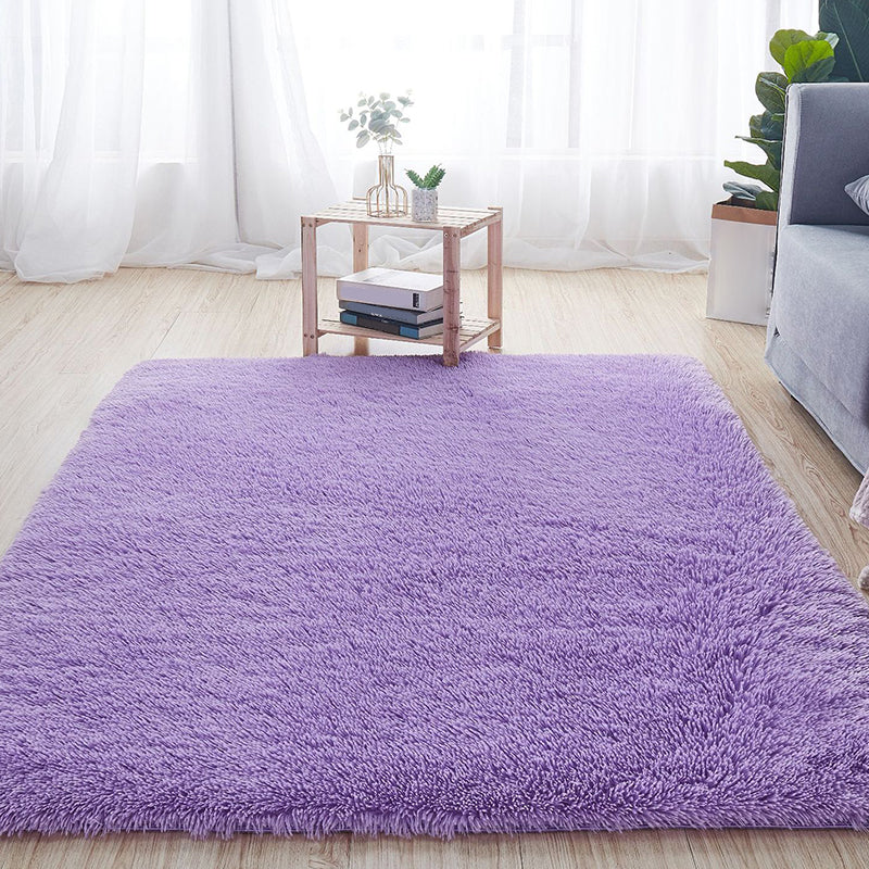 Comfort Solid Color Rug Multi-Color Scandinavian Carpet Plush Stain Resistant Anti-Slip Backing Machine Washable Rug for Home Purple Clearhalo 'Area Rug' 'Casual' 'Rugs' Rug' 2257696