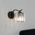 Contemporary Tapered Wall Lamp Clear Crystal 1 Head Bedside Wall Sconce Light with Curved/Straight Arm in Black