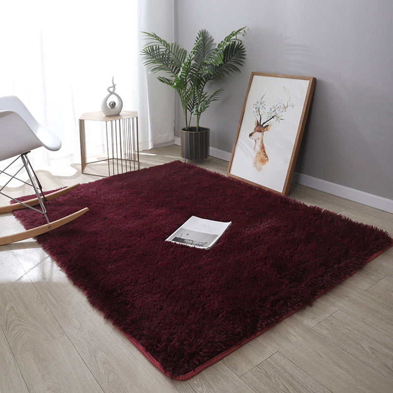 Natural Minimalist Rug Multicolor Plain Rug Anti-Slip Backing Pet Friendly Stain Resistant Rug for Drawing Room Burgundy Clearhalo 'Area Rug' 'Casual' 'Rugs' Rug' 2257711