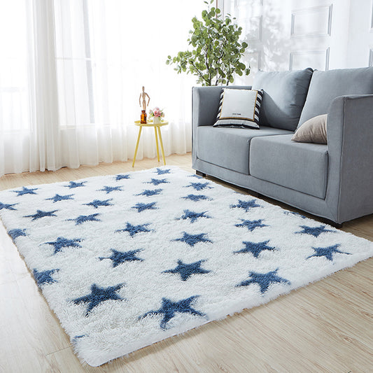 Multi-Color Graphic Rug Artificial Wool Casual Carpet Anti-Slip Stain Resistant Pet Friendly Rug for Living Room White-Blue Clearhalo 'Area Rug' 'Casual' 'Rugs' Rug' 2257735