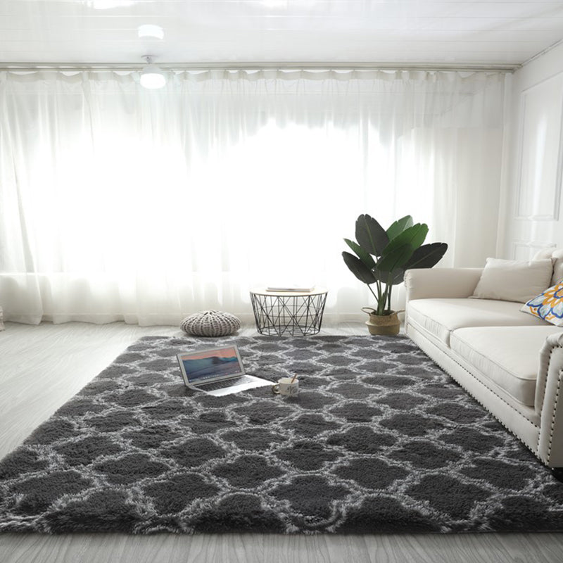 Relaxing Geometry Rug Multi Colored Modern Rug Shaggy Machine Washable Stain Resistant Non-Slip Backing Rug for Home Dark Gray-White Clearhalo 'Area Rug' 'Casual' 'Rugs' Rug' 2257741