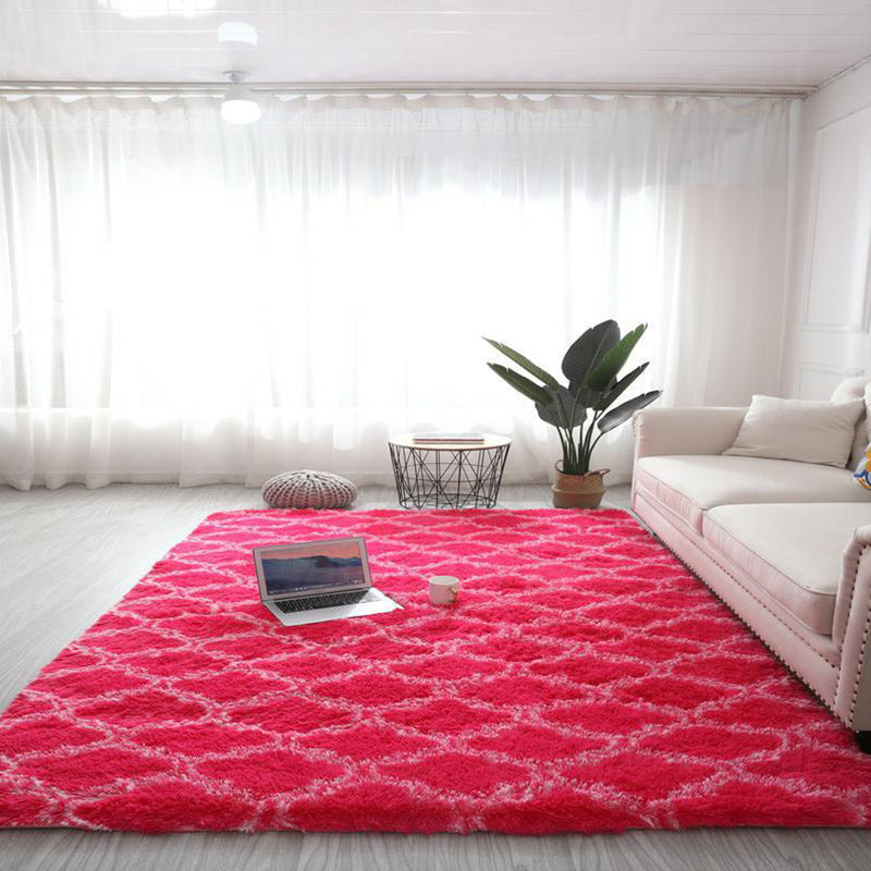 Relaxing Geometry Rug Multi Colored Modern Rug Shaggy Machine Washable Stain Resistant Non-Slip Backing Rug for Home Rose Red Clearhalo 'Area Rug' 'Casual' 'Rugs' Rug' 2257748