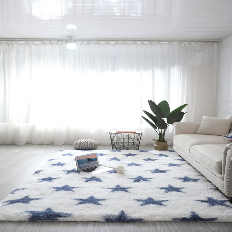 Relaxing Geometry Rug Multi Colored Modern Rug Shaggy Machine Washable Stain Resistant Non-Slip Backing Rug for Home White-Blue Clearhalo 'Area Rug' 'Casual' 'Rugs' Rug' 2257755