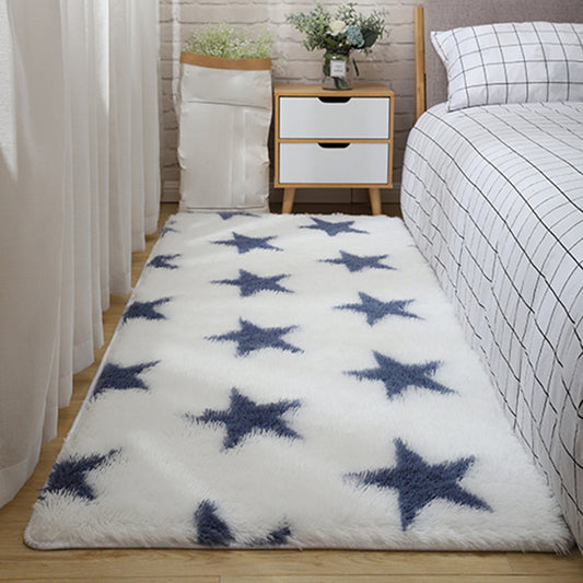 Modern Graphic Printed Rug Multi-Color Fluffy Rug Non-Slip Backing Stain Resistant Washable Rug for Bedroom White-Blue Clearhalo 'Area Rug' 'Casual' 'Rugs' Rug' 2257757