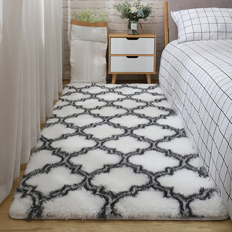 Modern Graphic Printed Rug Multi-Color Fluffy Rug Non-Slip Backing Stain Resistant Washable Rug for Bedroom Gray-White Clearhalo 'Area Rug' 'Casual' 'Rugs' Rug' 2257758