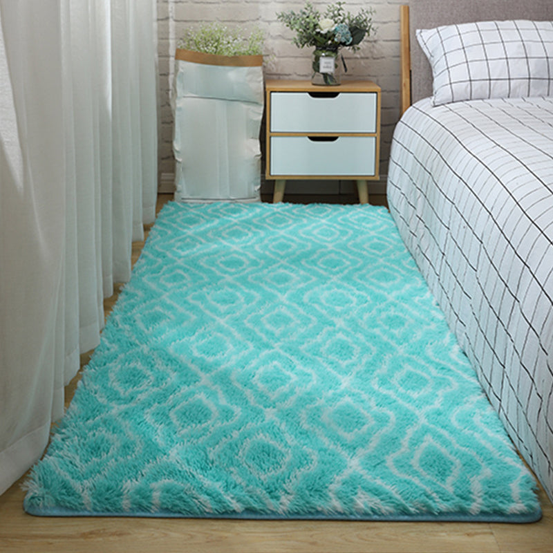 Modern Graphic Printed Rug Multi-Color Fluffy Rug Non-Slip Backing Stain Resistant Washable Rug for Bedroom Blue Clearhalo 'Area Rug' 'Casual' 'Rugs' Rug' 2257760