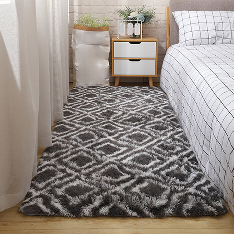 Modern Graphic Printed Rug Multi-Color Fluffy Rug Non-Slip Backing Stain Resistant Washable Rug for Bedroom Black-White Clearhalo 'Area Rug' 'Casual' 'Rugs' Rug' 2257764
