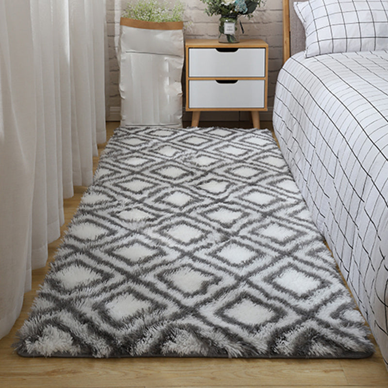 Modern Graphic Printed Rug Multi-Color Fluffy Rug Non-Slip Backing Stain Resistant Washable Rug for Bedroom Grey Clearhalo 'Area Rug' 'Casual' 'Rugs' Rug' 2257766