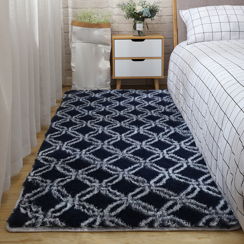 Modern Graphic Printed Rug Multi-Color Fluffy Rug Non-Slip Backing Stain Resistant Washable Rug for Bedroom Dark Blue Clearhalo 'Area Rug' 'Casual' 'Rugs' Rug' 2257767