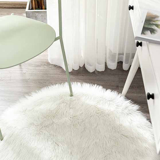 Thick Plain Rug Multicolor Minimalism Area Carpet Artificial Wool Pet Friendly Anti-Slip Backing Washable Rug for Living Room White Clearhalo 'Area Rug' 'Casual' 'Rugs' Rug' 2257811