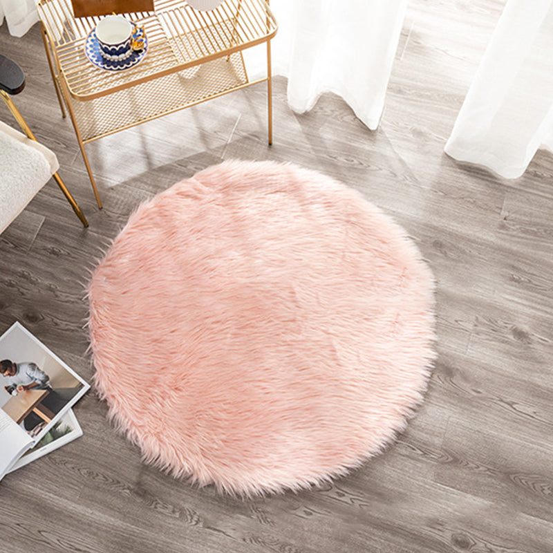 Thick Plain Rug Multicolor Minimalism Area Carpet Artificial Wool Pet Friendly Anti-Slip Backing Washable Rug for Living Room Pink Clearhalo 'Area Rug' 'Casual' 'Rugs' Rug' 2257812