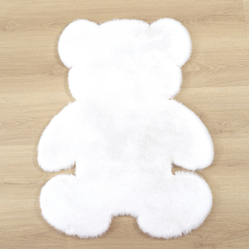 Bear Shaped Plain Rug Multicolor Cartoon Rug Artificial Wool Easy Care Rug for Kids Bedroom White Clearhalo 'Area Rug' 'Casual' 'Rugs' Rug' 2257865