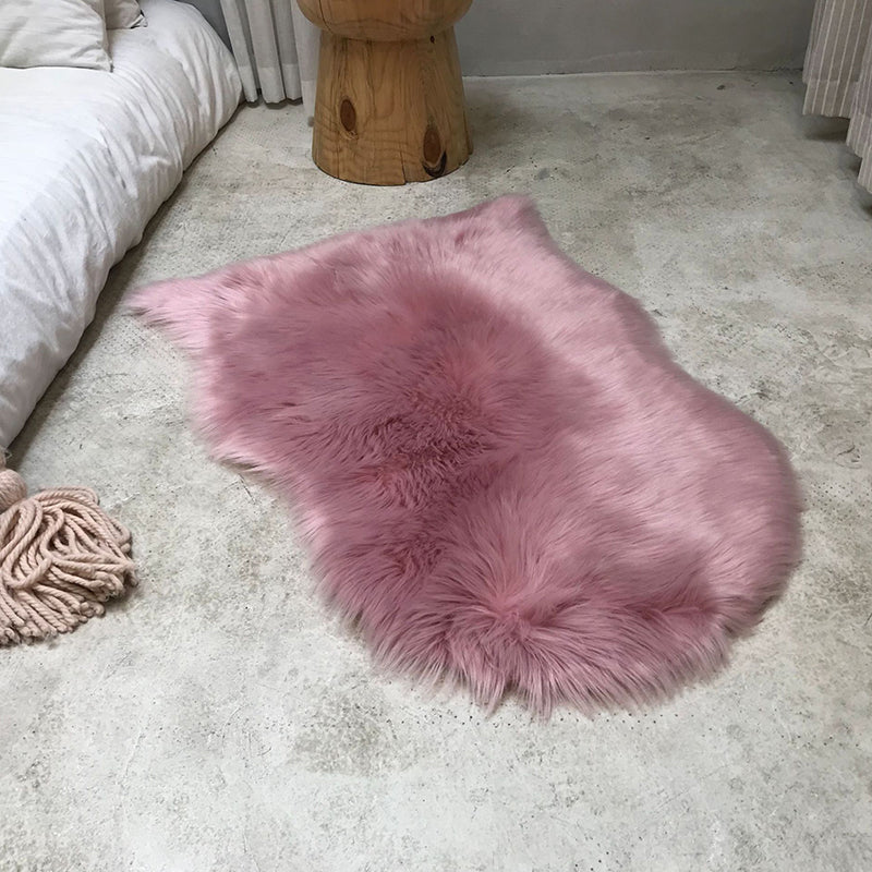 Warm Solid Color Rug Multicolor Nordic Style Carpet Plush Machine Washable Functional Rug for Bedroom Pink 2' x 2'11" Clearhalo 'Area Rug' 'Casual' 'Rugs' Rug' 2257916