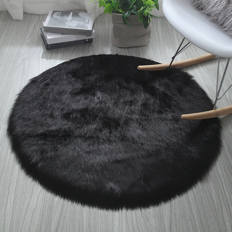 Silky Simplicity Rug Multi Color Plain Indoor Rug Pet Friendly Non-Slip Backing Washable Fluffy Rug for Sitting Room Black 12" x 12" Clearhalo 'Area Rug' 'Casual' 'Rugs' Rug' 2257923