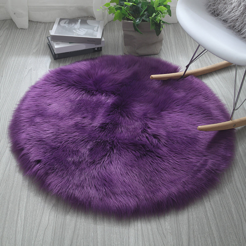 Silky Simplicity Rug Multi Color Plain Indoor Rug Pet Friendly Non-Slip Backing Washable Fluffy Rug for Sitting Room Purple 12" x 12" Clearhalo 'Area Rug' 'Casual' 'Rugs' Rug' 2257924