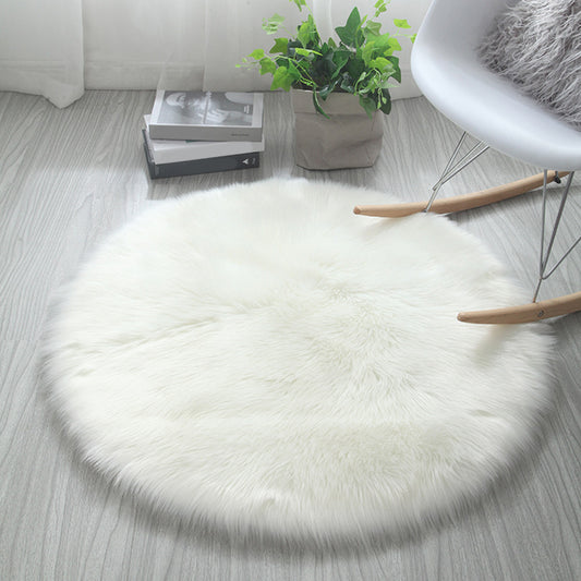 Silky Simplicity Rug Multi Color Plain Indoor Rug Pet Friendly Non-Slip Backing Washable Fluffy Rug for Sitting Room White 12" x 12" Clearhalo 'Area Rug' 'Casual' 'Rugs' Rug' 2257925
