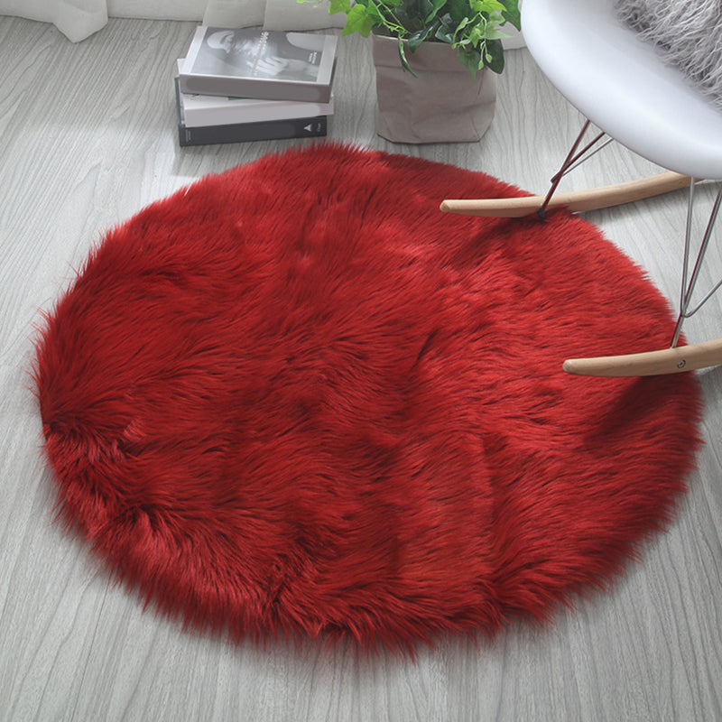 Silky Simplicity Rug Multi Color Plain Indoor Rug Pet Friendly Non-Slip Backing Washable Fluffy Rug for Sitting Room Red 12" x 12" Clearhalo 'Area Rug' 'Casual' 'Rugs' Rug' 2257926